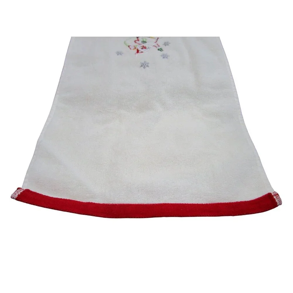 Merry Christmas Santa Embroidered Holiday Hand Towel Jinglis and Joy EUC